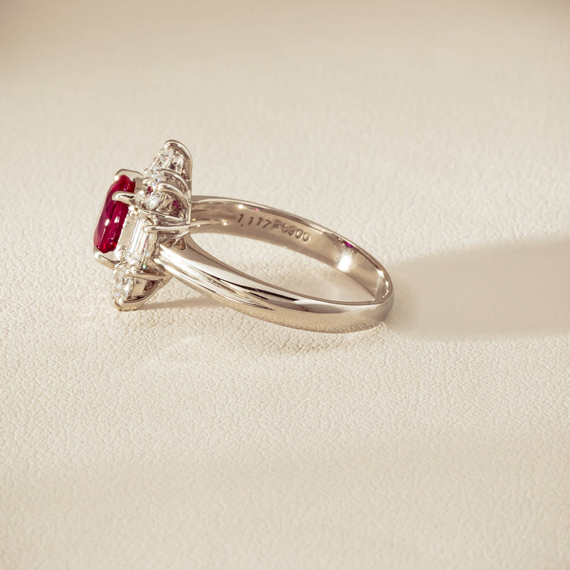 Deja Vu Platinum 1.11ct Ruby & Diamond Cluster Ring - Ring - Walker & Hall
