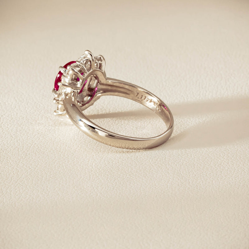 Deja Vu Platinum 1.11ct Ruby & Diamond Cluster Ring - Ring - Walker & Hall