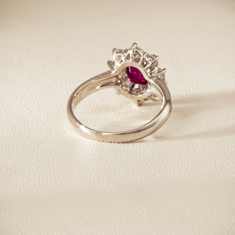 Deja Vu Platinum 1.11ct Ruby & Diamond Cluster Ring - Ring - Walker & Hall