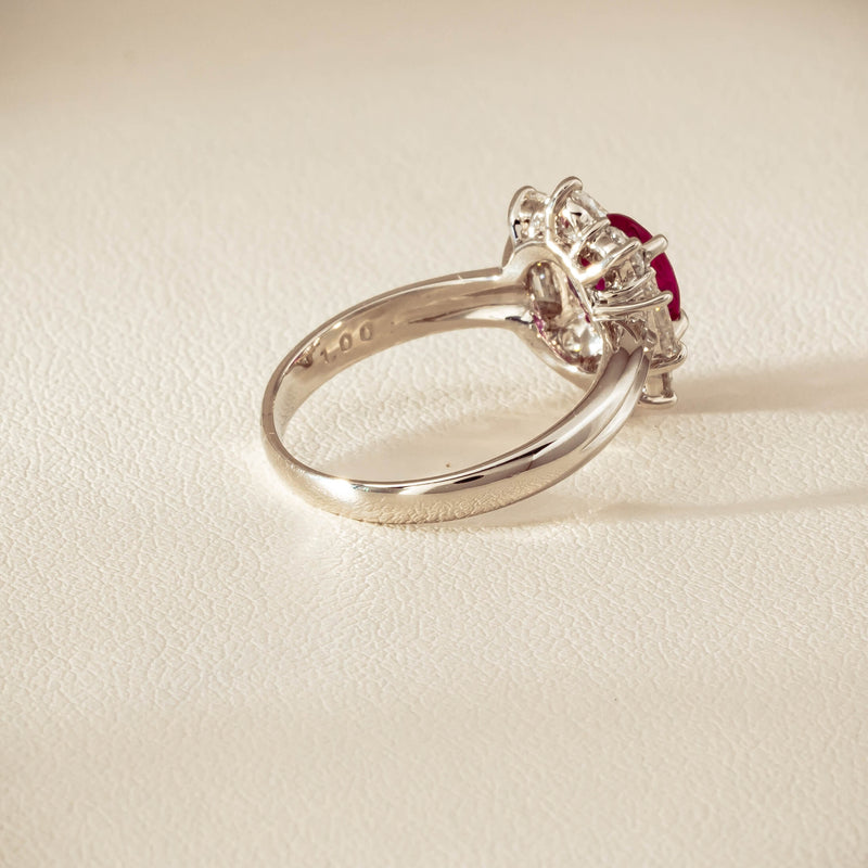 Deja Vu Platinum 1.11ct Ruby & Diamond Cluster Ring - Ring - Walker & Hall