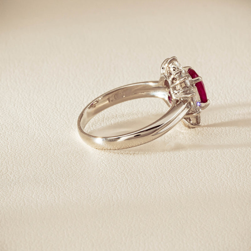 Deja Vu Platinum 1.11ct Ruby & Diamond Cluster Ring - Ring - Walker & Hall