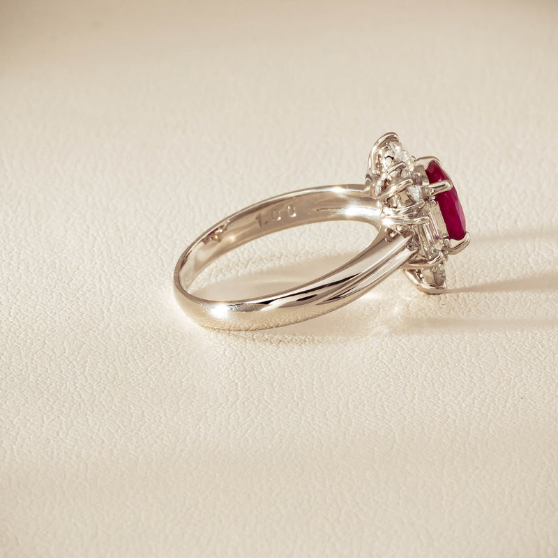 Deja Vu Platinum 1.11ct Ruby & Diamond Cluster Ring - Ring - Walker & Hall
