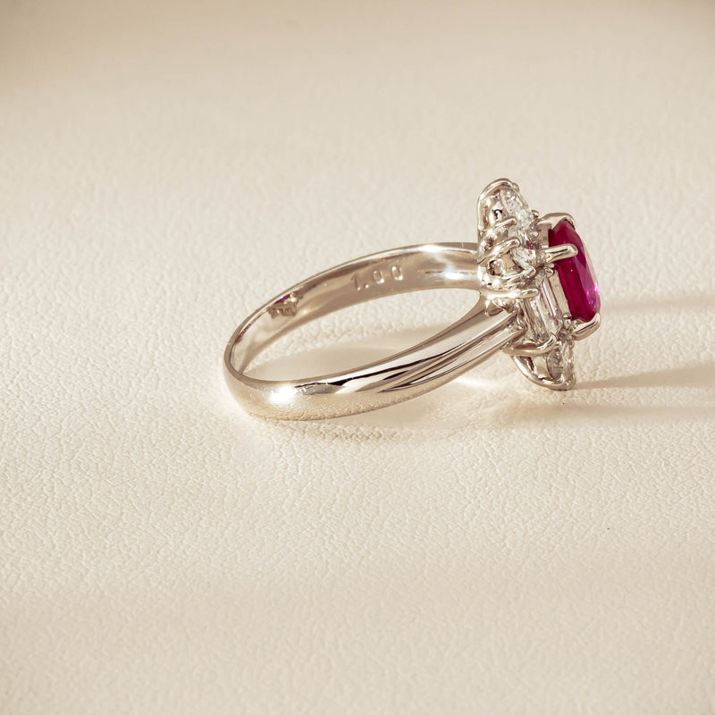 Deja Vu Platinum 1.11ct Ruby & Diamond Cluster Ring - Ring - Walker & Hall
