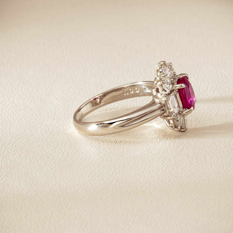 Deja Vu Platinum 1.11ct Ruby & Diamond Cluster Ring - Ring - Walker & Hall