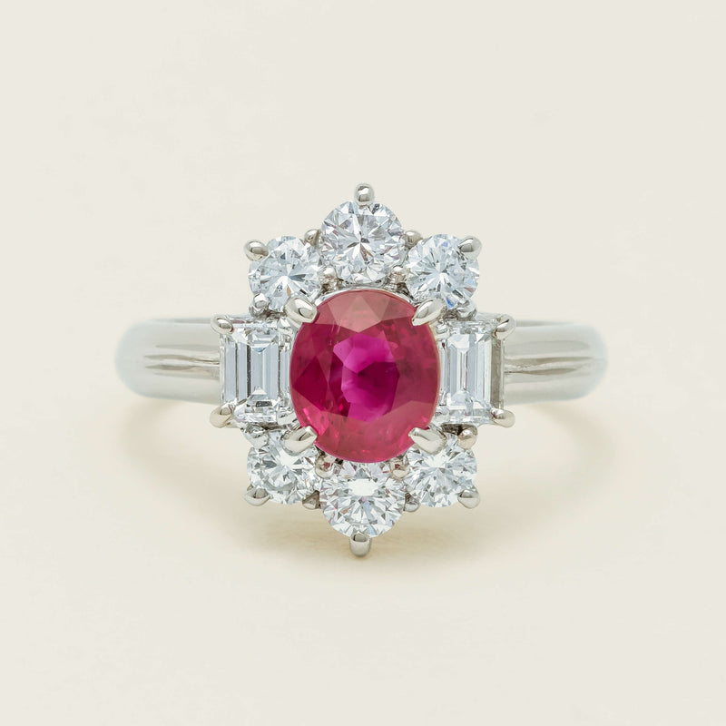 Deja Vu Platinum 1.11ct Ruby & Diamond Cluster Ring - Ring - Walker & Hall