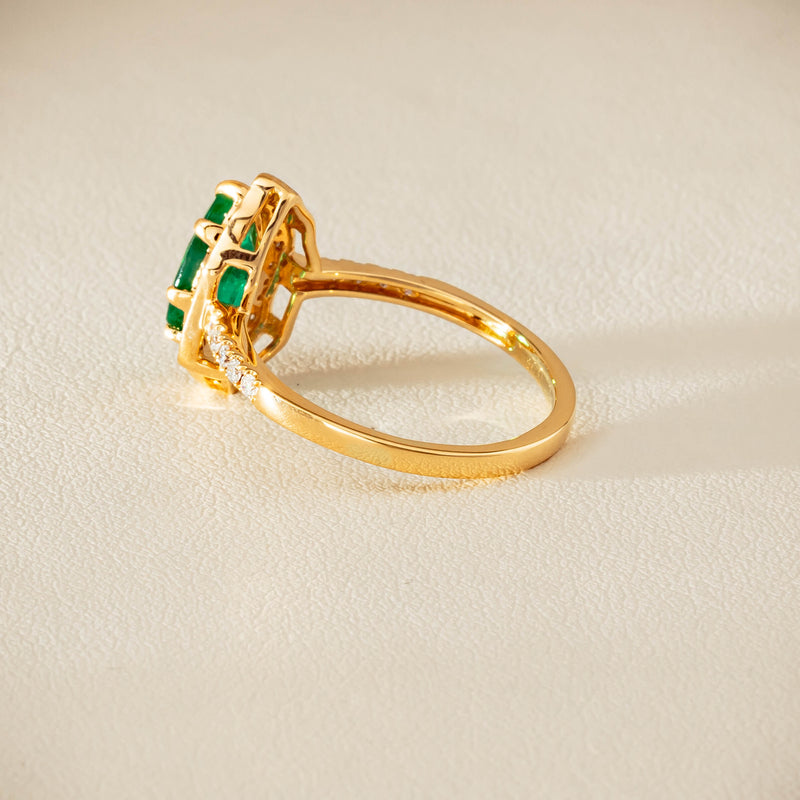 Deja Vu 18ct Yellow Gold 1.22ct Emerald & Diamond Ring - Ring - Walker & Hall