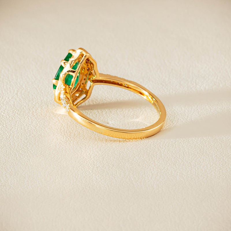 Deja Vu 18ct Yellow Gold 1.22ct Emerald & Diamond Ring - Ring - Walker & Hall