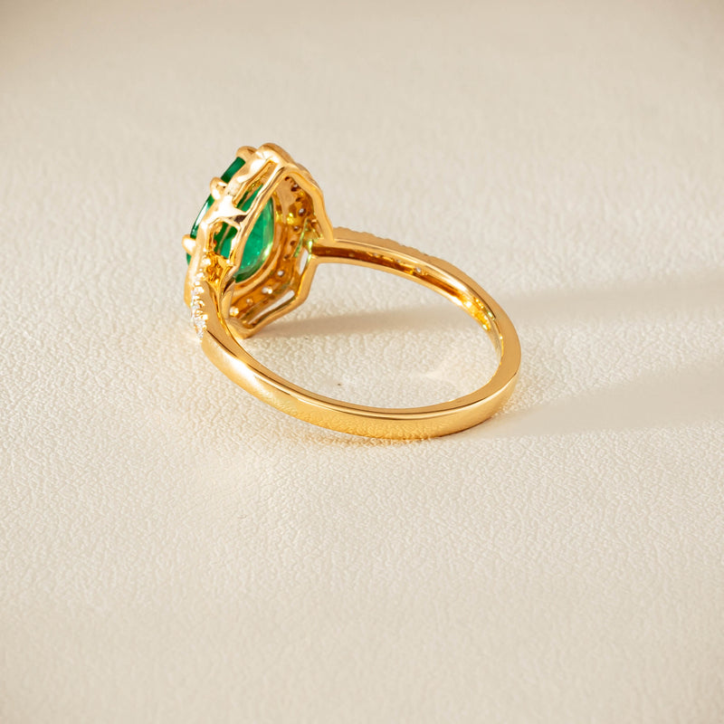 Deja Vu 18ct Yellow Gold 1.22ct Emerald & Diamond Ring - Ring - Walker & Hall