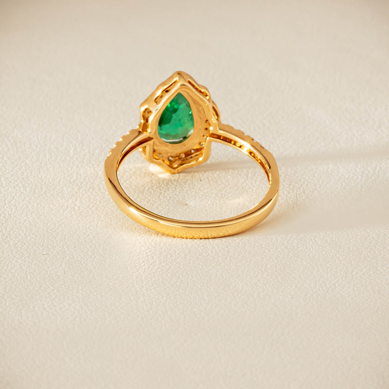 Deja Vu 18ct Yellow Gold 1.22ct Emerald & Diamond Ring - Ring - Walker & Hall