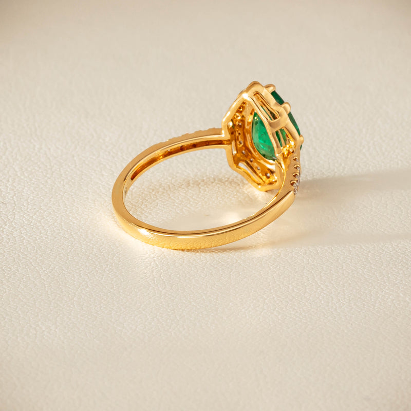 Deja Vu 18ct Yellow Gold 1.22ct Emerald & Diamond Ring - Ring - Walker & Hall