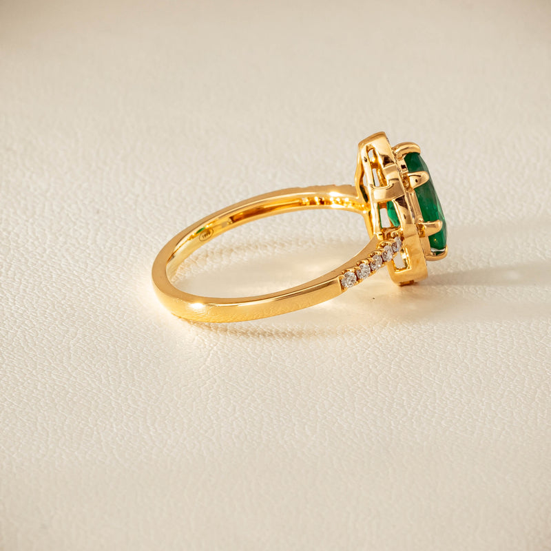 Deja Vu 18ct Yellow Gold 1.22ct Emerald & Diamond Ring - Ring - Walker & Hall