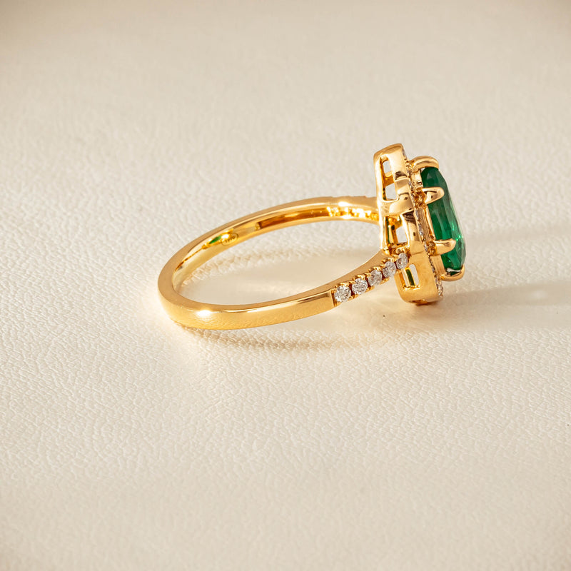 Deja Vu 18ct Yellow Gold 1.22ct Emerald & Diamond Ring - Ring - Walker & Hall