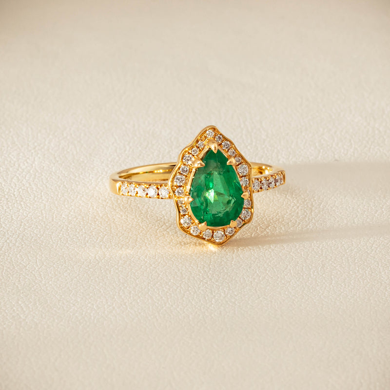 Deja Vu 18ct Yellow Gold 1.22ct Emerald & Diamond Ring - Ring - Walker & Hall