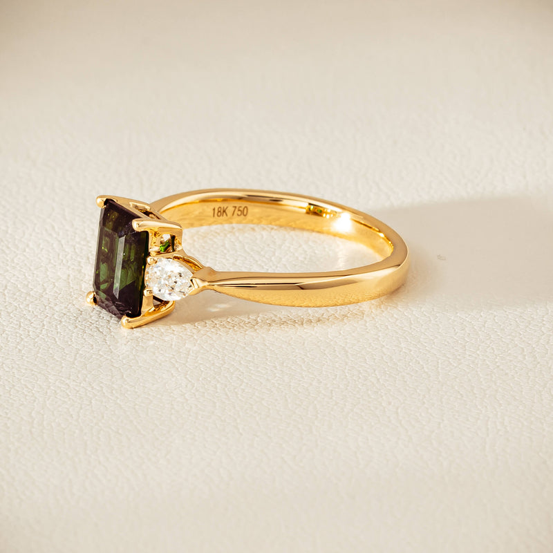 18ct Yellow Gold 1.43ct Green Tourmaline & Diamond Ayla Ring - Ring - Walker & Hall