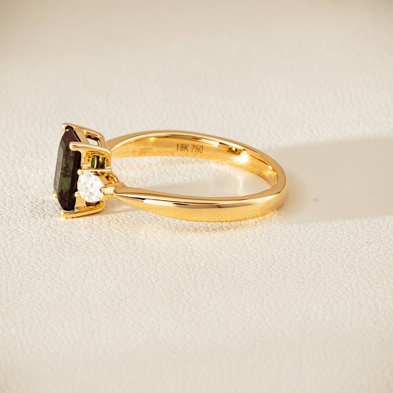 18ct Yellow Gold 1.43ct Green Tourmaline & Diamond Ayla Ring - Ring - Walker & Hall
