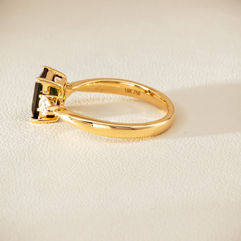 18ct Yellow Gold 1.43ct Green Tourmaline & Diamond Ayla Ring - Ring - Walker & Hall