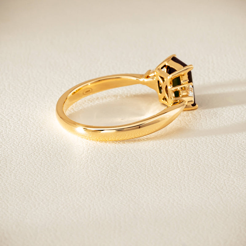 18ct Yellow Gold 1.43ct Green Tourmaline & Diamond Ayla Ring - Ring - Walker & Hall
