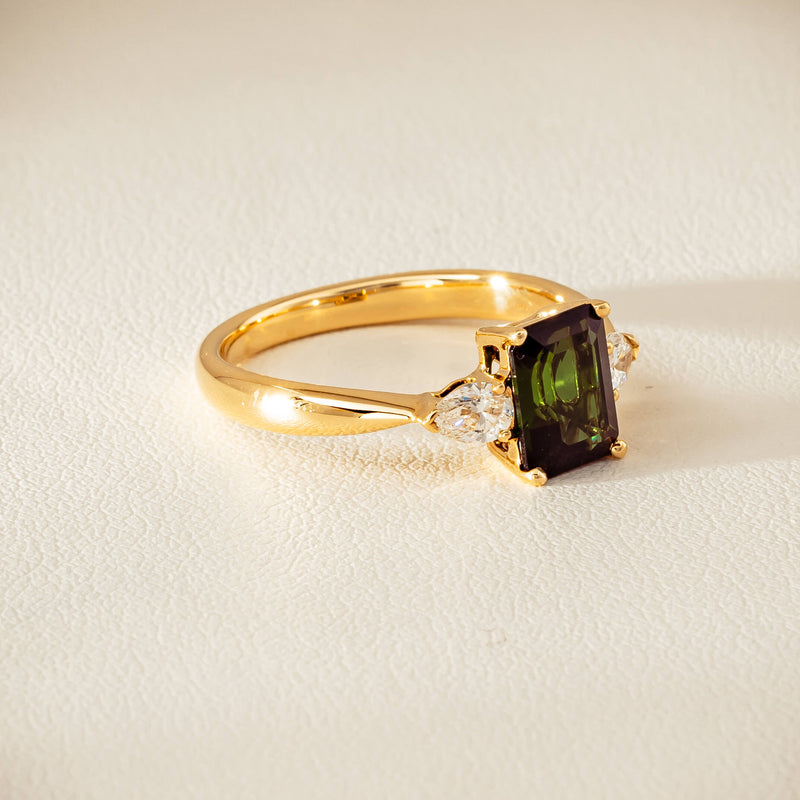18ct Yellow Gold 1.43ct Green Tourmaline & Diamond Ayla Ring - Ring - Walker & Hall