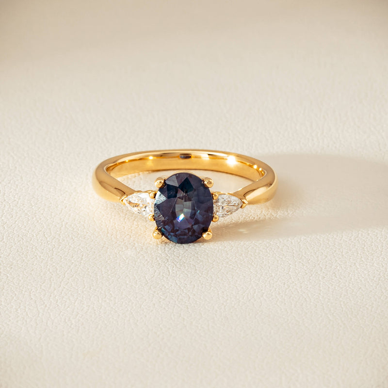 18ct Yellow Gold 1.72ct Teal Sapphire & Diamond Ayla Ring - Ring - Walker & Hall