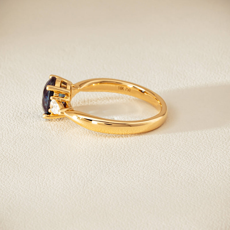 18ct Yellow Gold 1.72ct Teal Sapphire & Diamond Ayla Ring - Ring - Walker & Hall