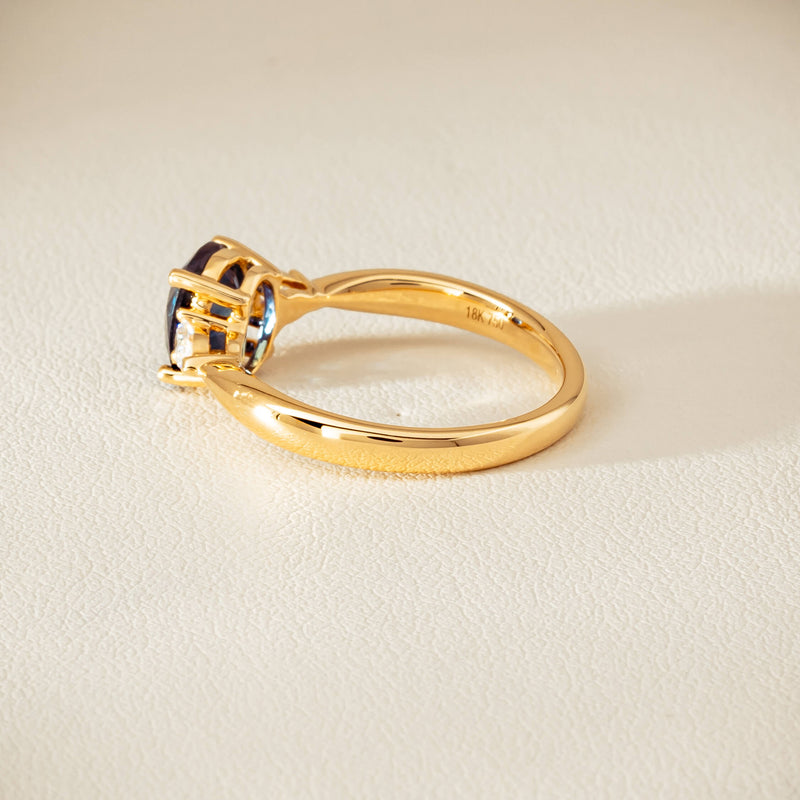 18ct Yellow Gold 1.72ct Teal Sapphire & Diamond Ayla Ring - Ring - Walker & Hall