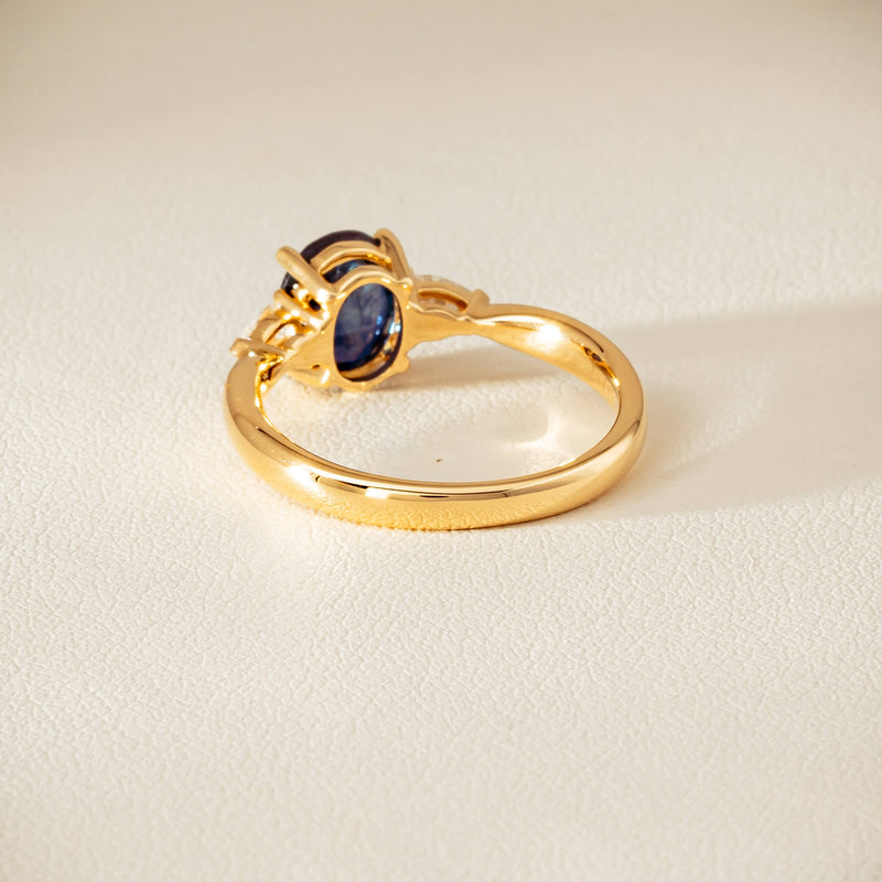 18ct Yellow Gold 1.72ct Teal Sapphire & Diamond Ayla Ring - Ring - Walker & Hall