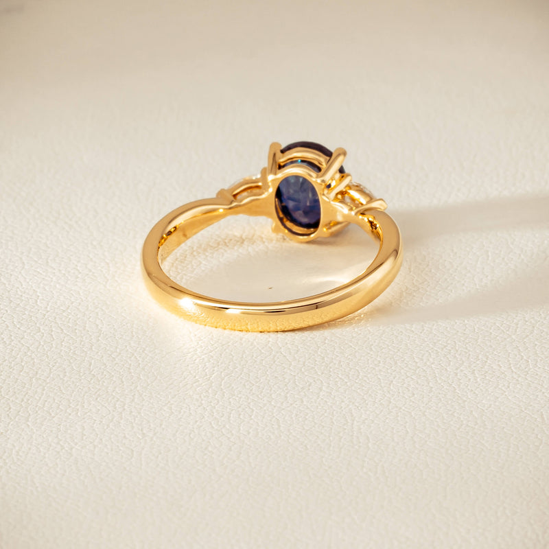 18ct Yellow Gold 1.72ct Teal Sapphire & Diamond Ayla Ring - Ring - Walker & Hall