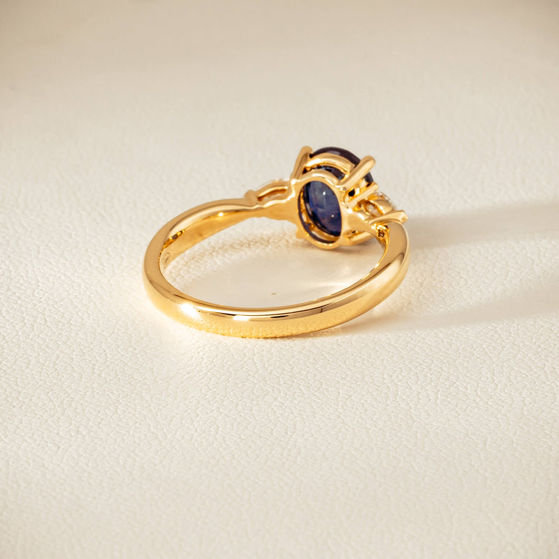 18ct Yellow Gold 1.72ct Teal Sapphire & Diamond Ayla Ring - Ring - Walker & Hall