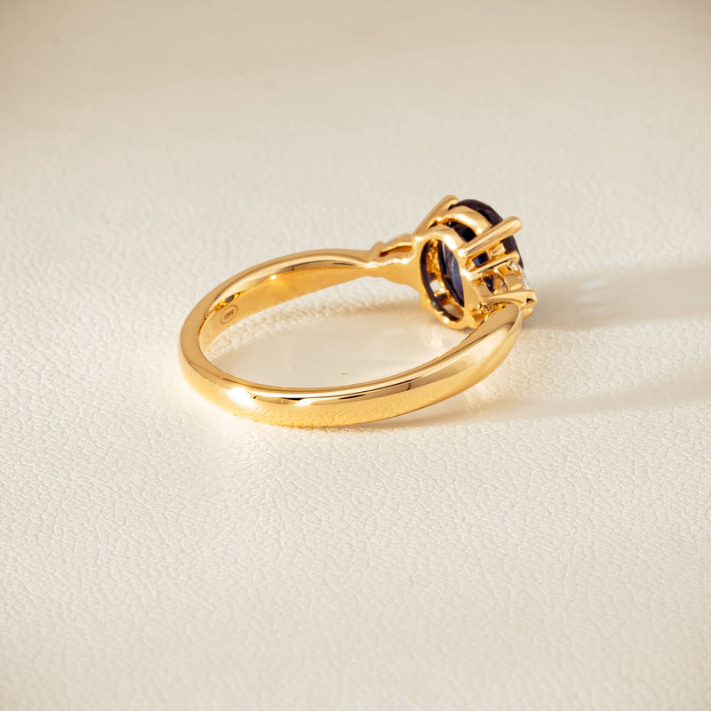 18ct Yellow Gold 1.72ct Teal Sapphire & Diamond Ayla Ring - Ring - Walker & Hall