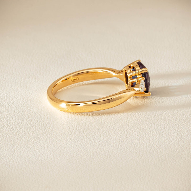 18ct Yellow Gold 1.72ct Teal Sapphire & Diamond Ayla Ring - Ring - Walker & Hall