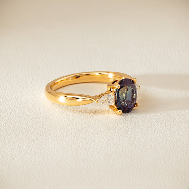 18ct Yellow Gold 1.72ct Teal Sapphire & Diamond Ayla Ring - Ring - Walker & Hall