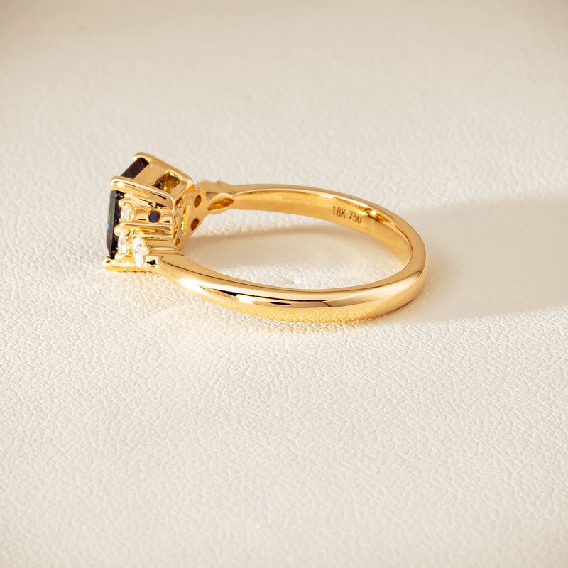 18ct Yellow Gold 1.52ct Teal Sapphire & Diamond Oriana Ring - Ring - Walker & Hall