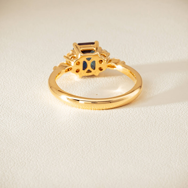 18ct Yellow Gold 1.52ct Teal Sapphire & Diamond Oriana Ring - Ring - Walker & Hall