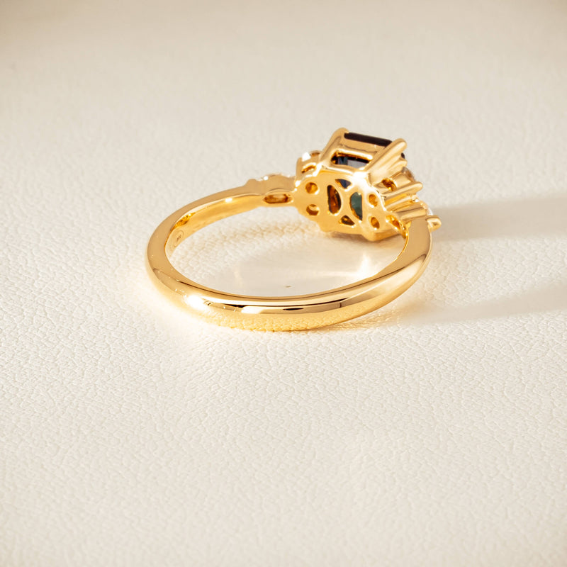 18ct Yellow Gold 1.52ct Teal Sapphire & Diamond Oriana Ring - Ring - Walker & Hall