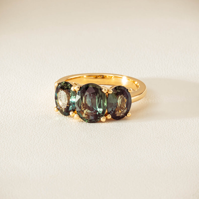 18ct Yellow Gold 4.47ct Green Sapphire Odyssey Ring - Ring - Walker & Hall
