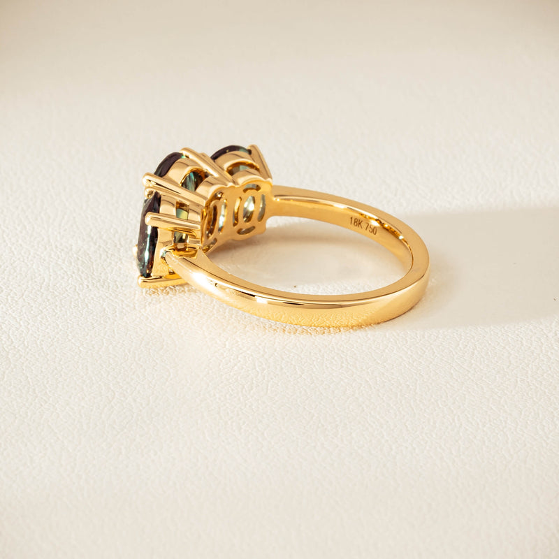 18ct Yellow Gold 4.47ct Green Sapphire Odyssey Ring - Ring - Walker & Hall