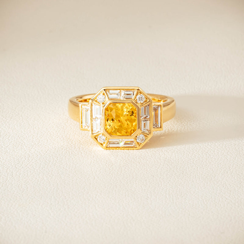 18ct Yellow Gold 2.07ct Yellow Sapphire & Diamond Magritte Ring - Ring - Walker & Hall