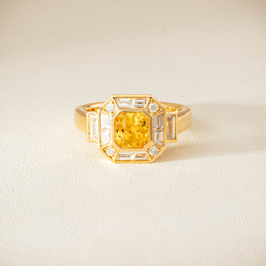 18ct Yellow Gold 2.07ct Yellow Sapphire & Diamond Magritte Ring - Ring - Walker & Hall