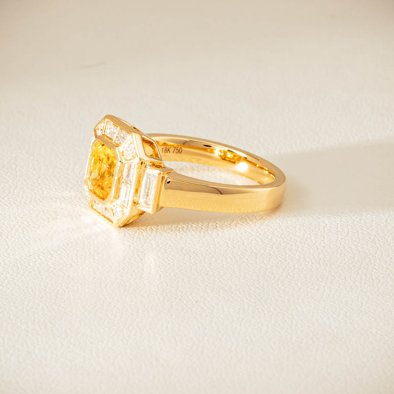 18ct Yellow Gold 2.07ct Yellow Sapphire & Diamond Magritte Ring - Ring - Walker & Hall