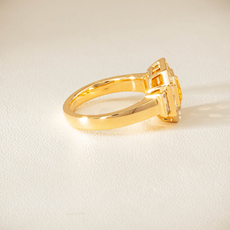 18ct Yellow Gold 2.07ct Yellow Sapphire & Diamond Magritte Ring - Ring - Walker & Hall