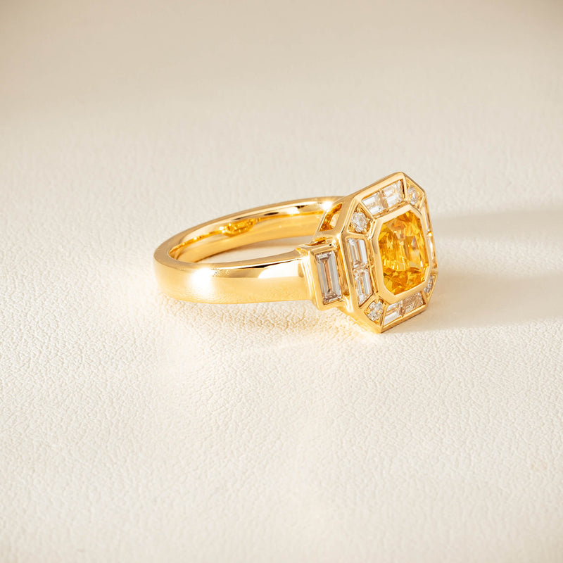 18ct Yellow Gold 2.07ct Yellow Sapphire & Diamond Magritte Ring - Ring - Walker & Hall
