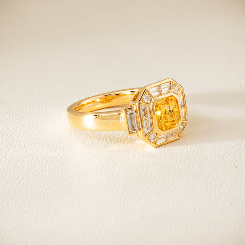 18ct Yellow Gold 2.07ct Yellow Sapphire & Diamond Magritte Ring - Ring - Walker & Hall