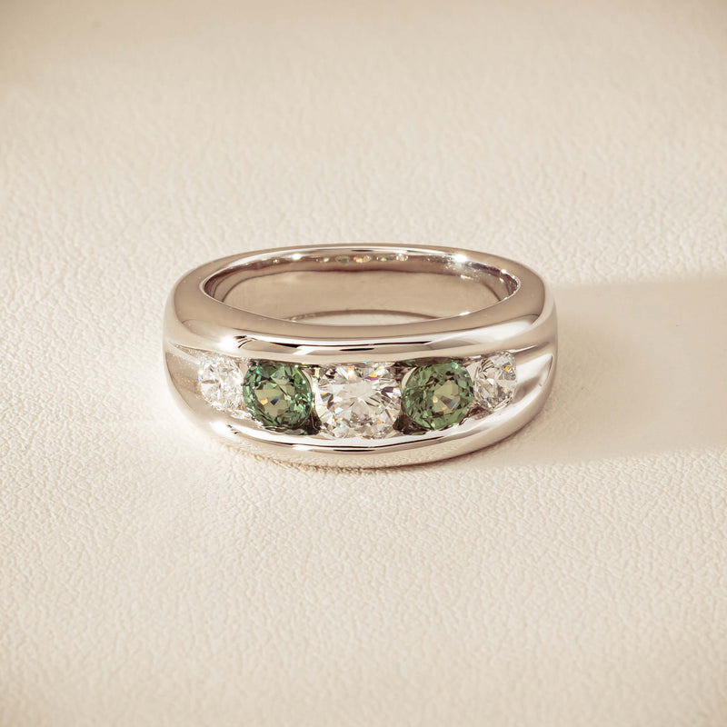Platinum Green Sapphire & Diamond Eugenie Ring - Ring - Walker & Hall