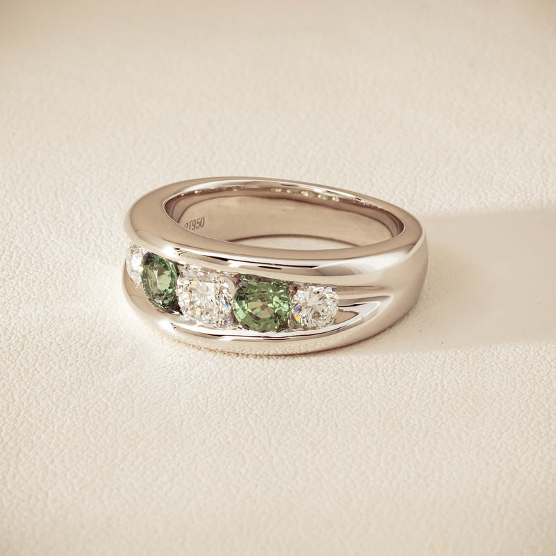 Platinum Green Sapphire & Diamond Eugenie Ring - Ring - Walker & Hall