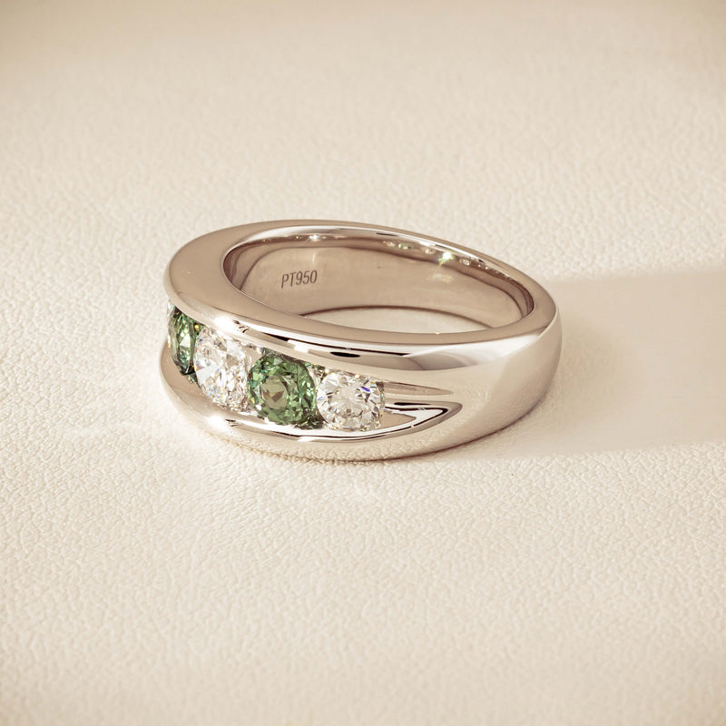 Platinum Green Sapphire & Diamond Eugenie Ring - Ring - Walker & Hall