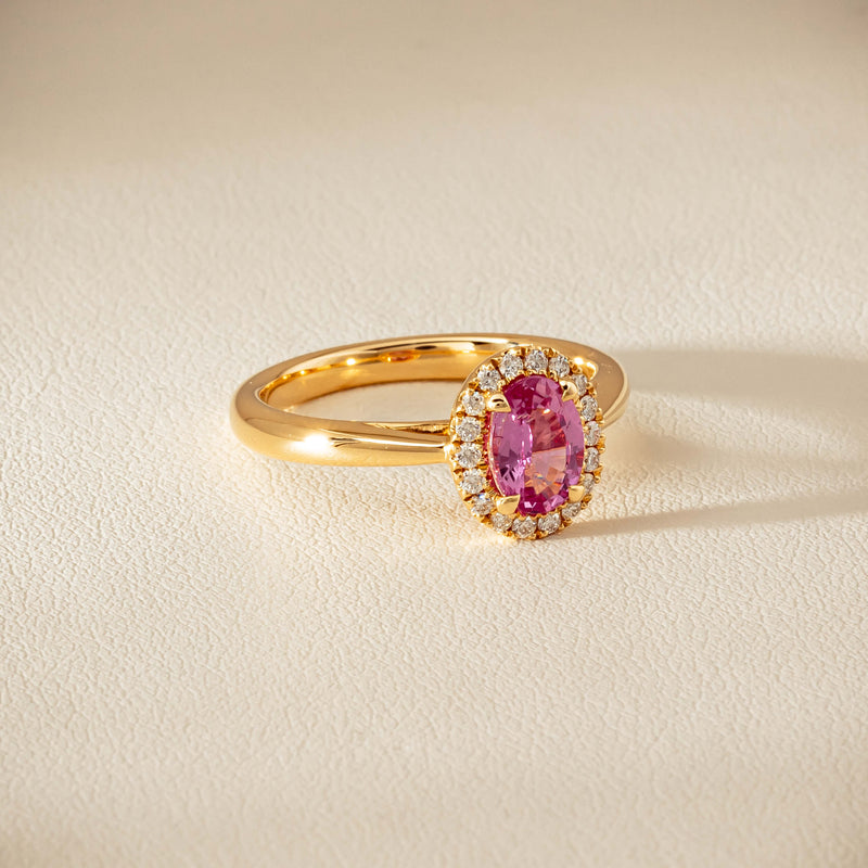 18ct Yellow Gold 1.02ct Pink Sapphire & Diamond Nina Ring - Ring - Walker & Hall