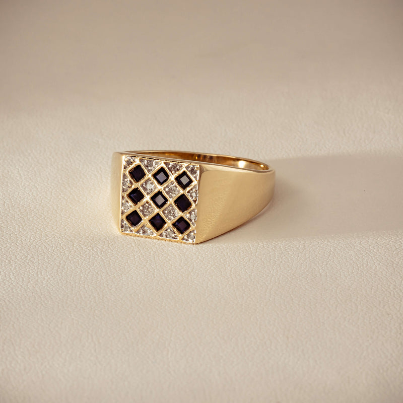 Deja Vu 9ct Yellow Gold Sapphire & Diamond Signet Ring - Ring - Walker & Hall