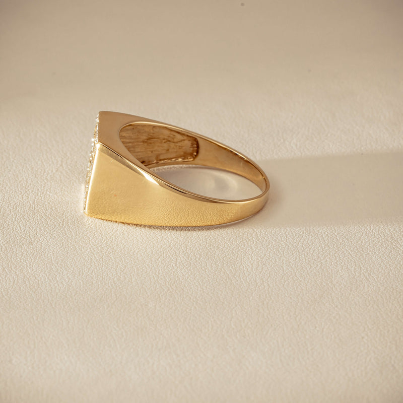 Deja Vu 9ct Yellow Gold Sapphire & Diamond Signet Ring - Ring - Walker & Hall