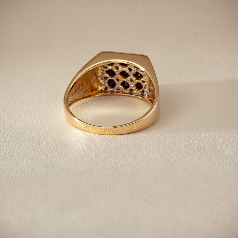 Deja Vu 9ct Yellow Gold Sapphire & Diamond Signet Ring - Ring - Walker & Hall