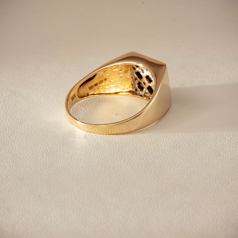 Deja Vu 9ct Yellow Gold Sapphire & Diamond Signet Ring - Ring - Walker & Hall